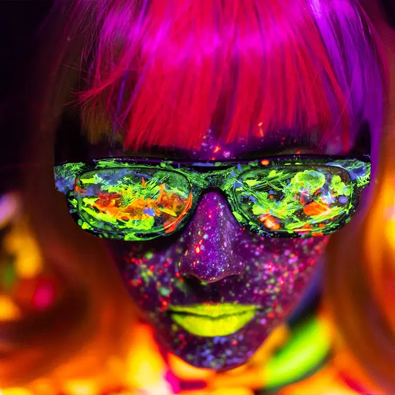 Fluorescent portrait artwork used by Ricoh to illustrate neon colour possibilities