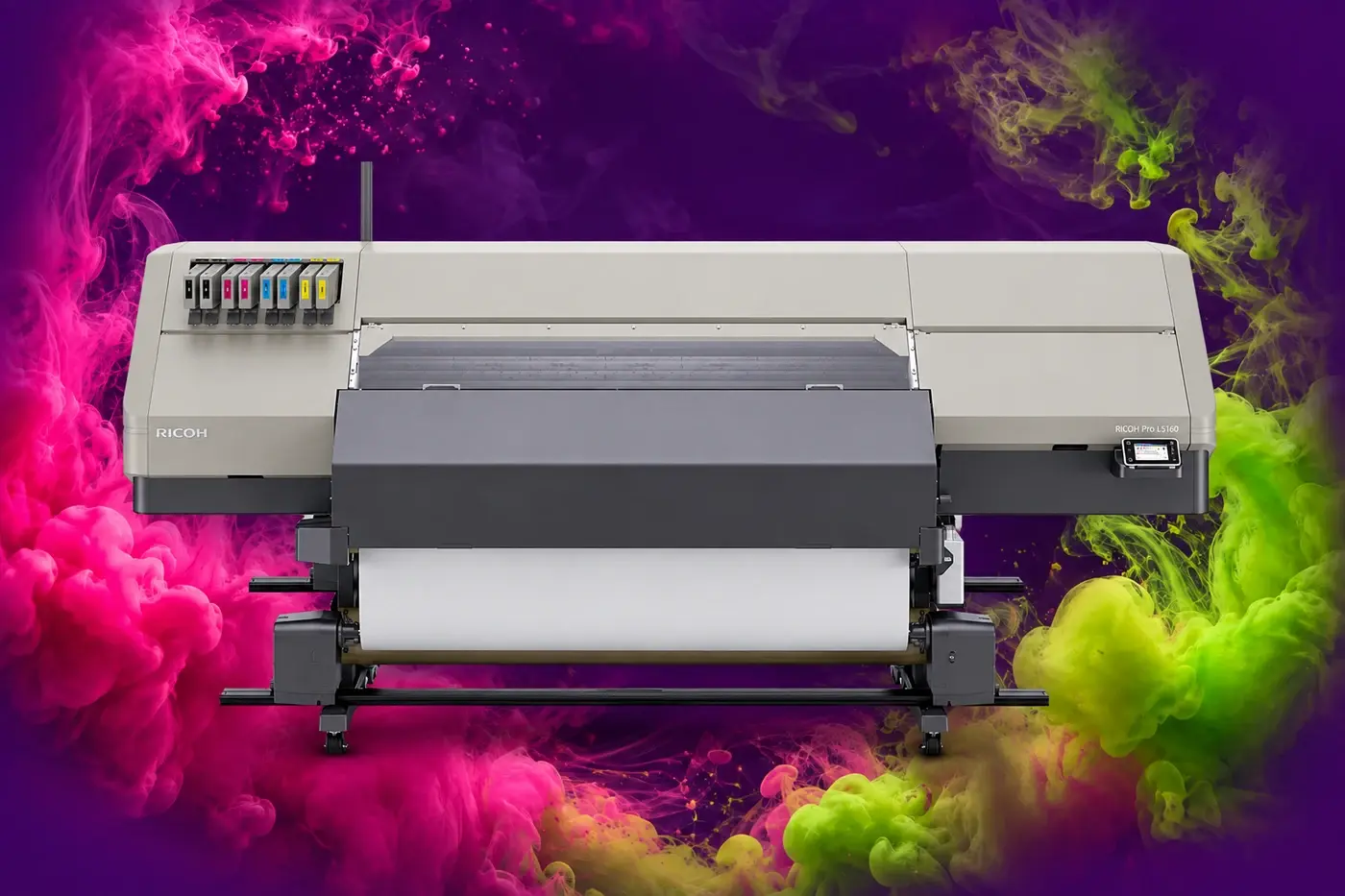 Illustration: PRO L5160 reference-based device display on a colour ink background