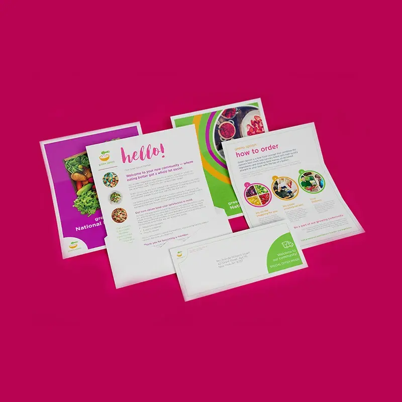 Green Spoon personalised direct mail and marketing collateral.