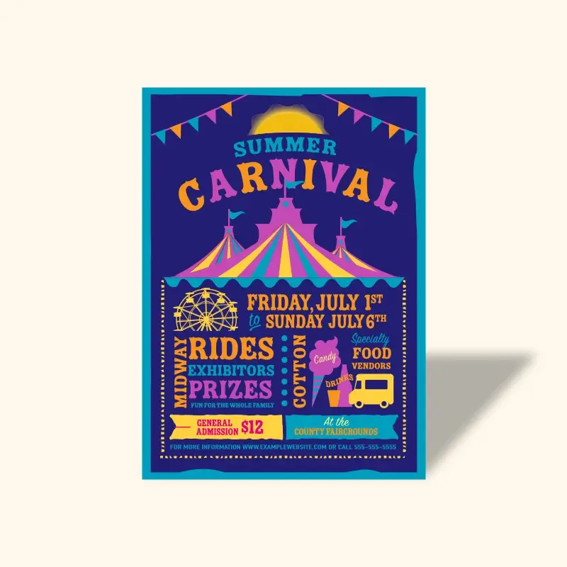 Carnival flyer example on VC70000 model page.