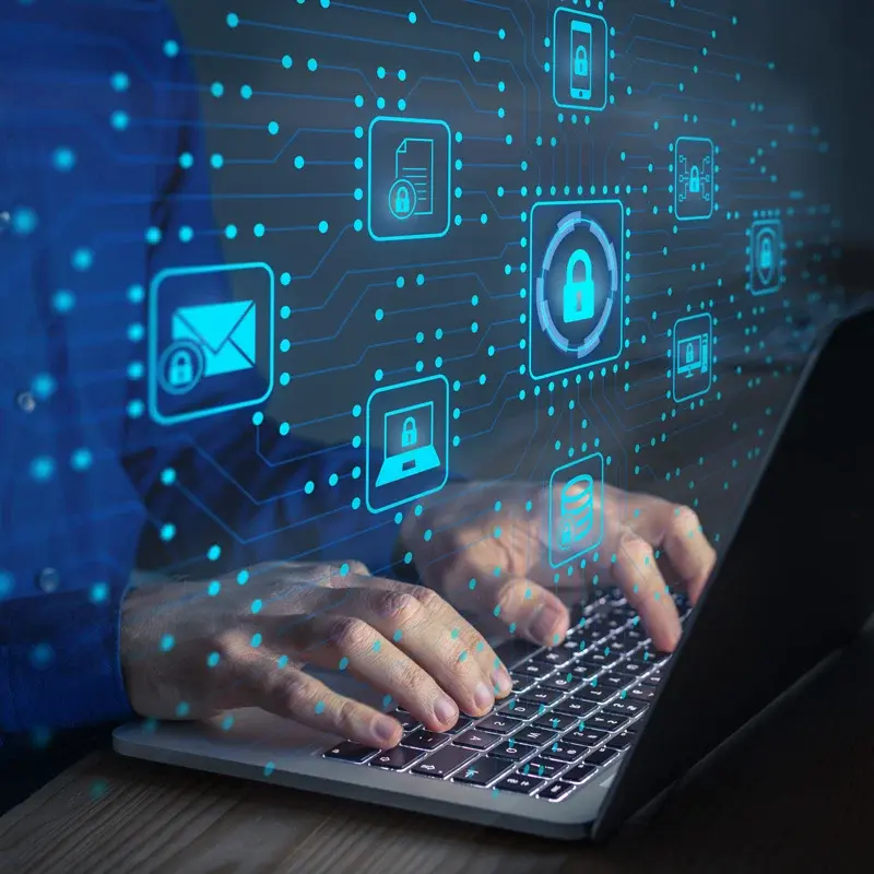 Laptop and digital security icons
