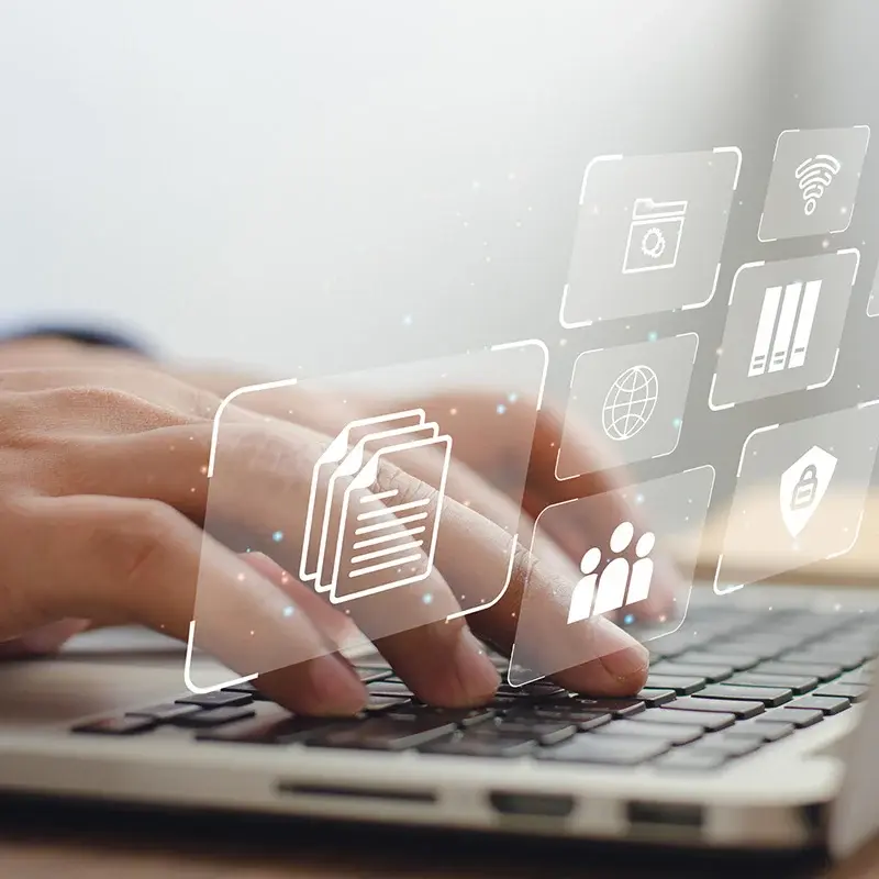 Keyboard and digital-document icons