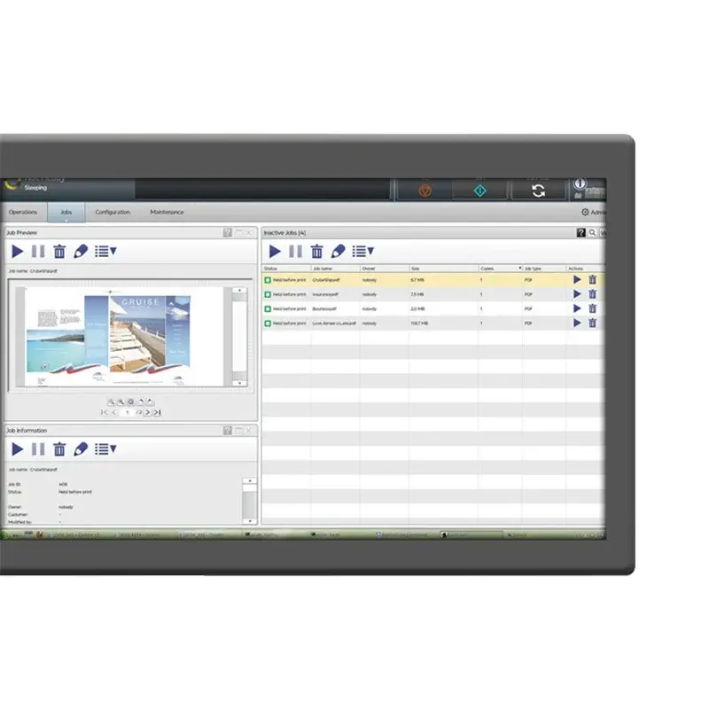 Pro VC60000 TotalFlow job-management screen