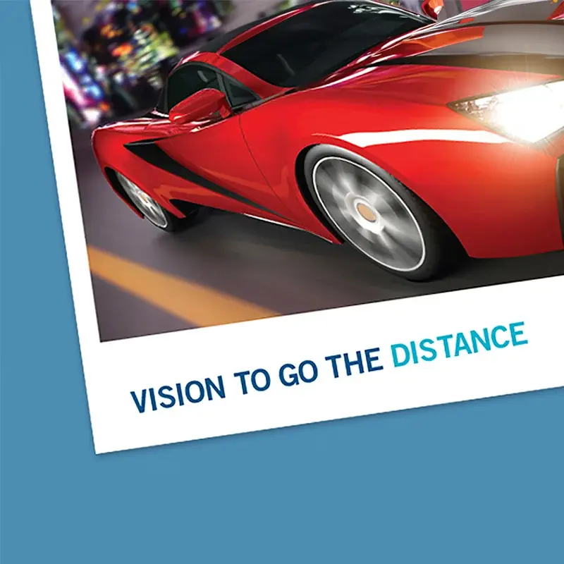 Printed red sports-car promotional sample
