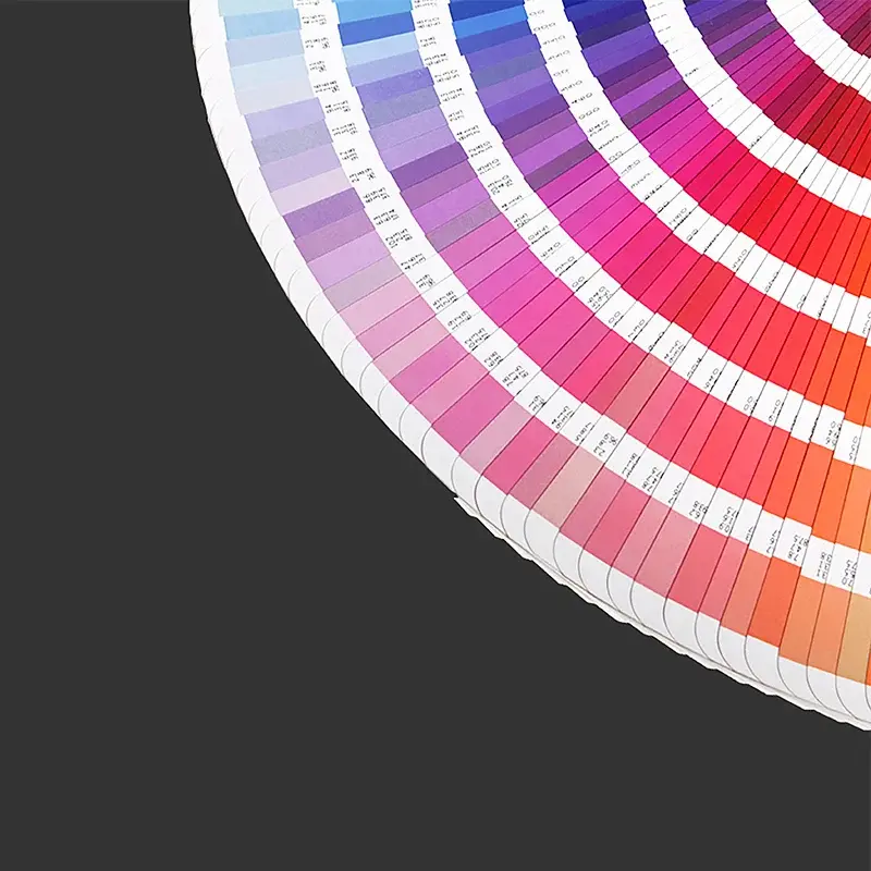 Fanned printed colour reference chart
