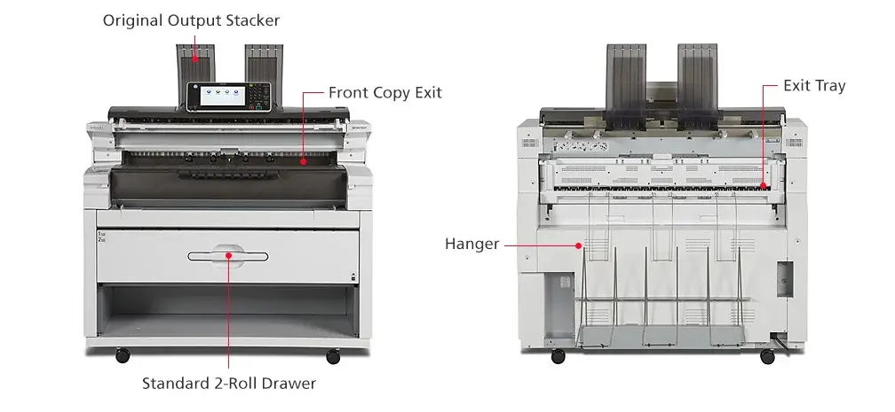 MP W6700SP front and rear views with configuration callout labels