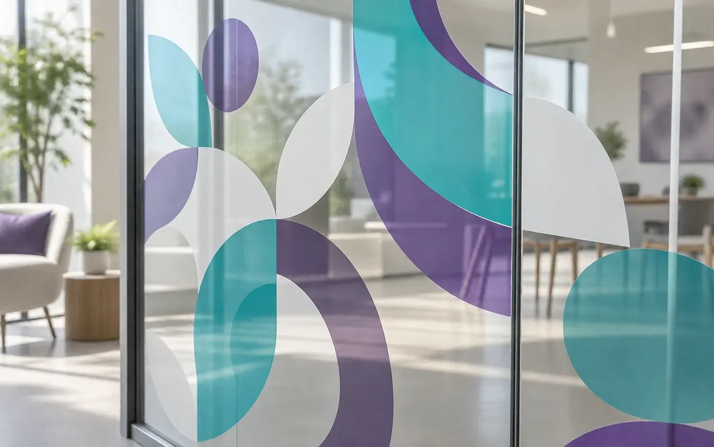Illustration: Transparent window graphics with coloured and opaque white areas.