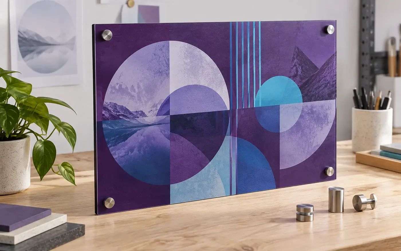 Illustration: Rigid printed retail panel with mounting fixtures.
