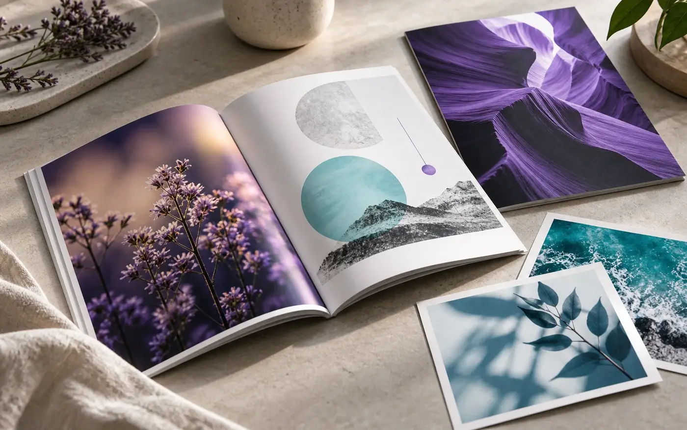 Illustration: Booklet proof with a separate cover, loose inserts and inner pages.