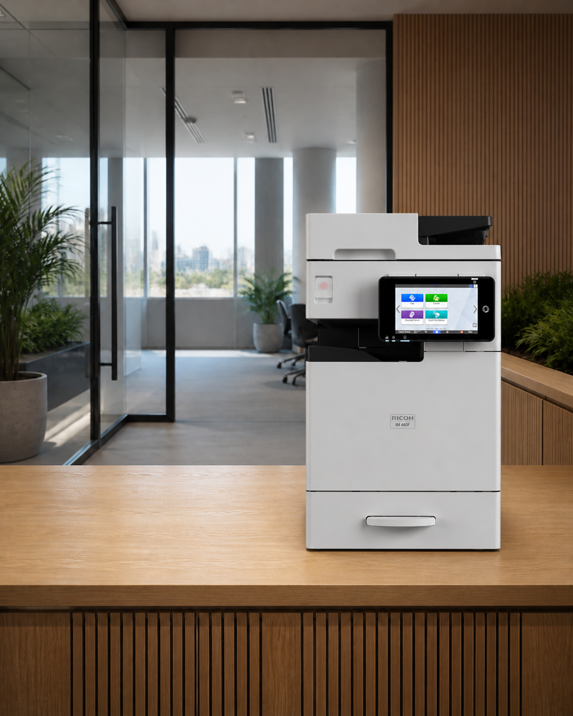 Ricoh IM 460F shown in a modern office setting