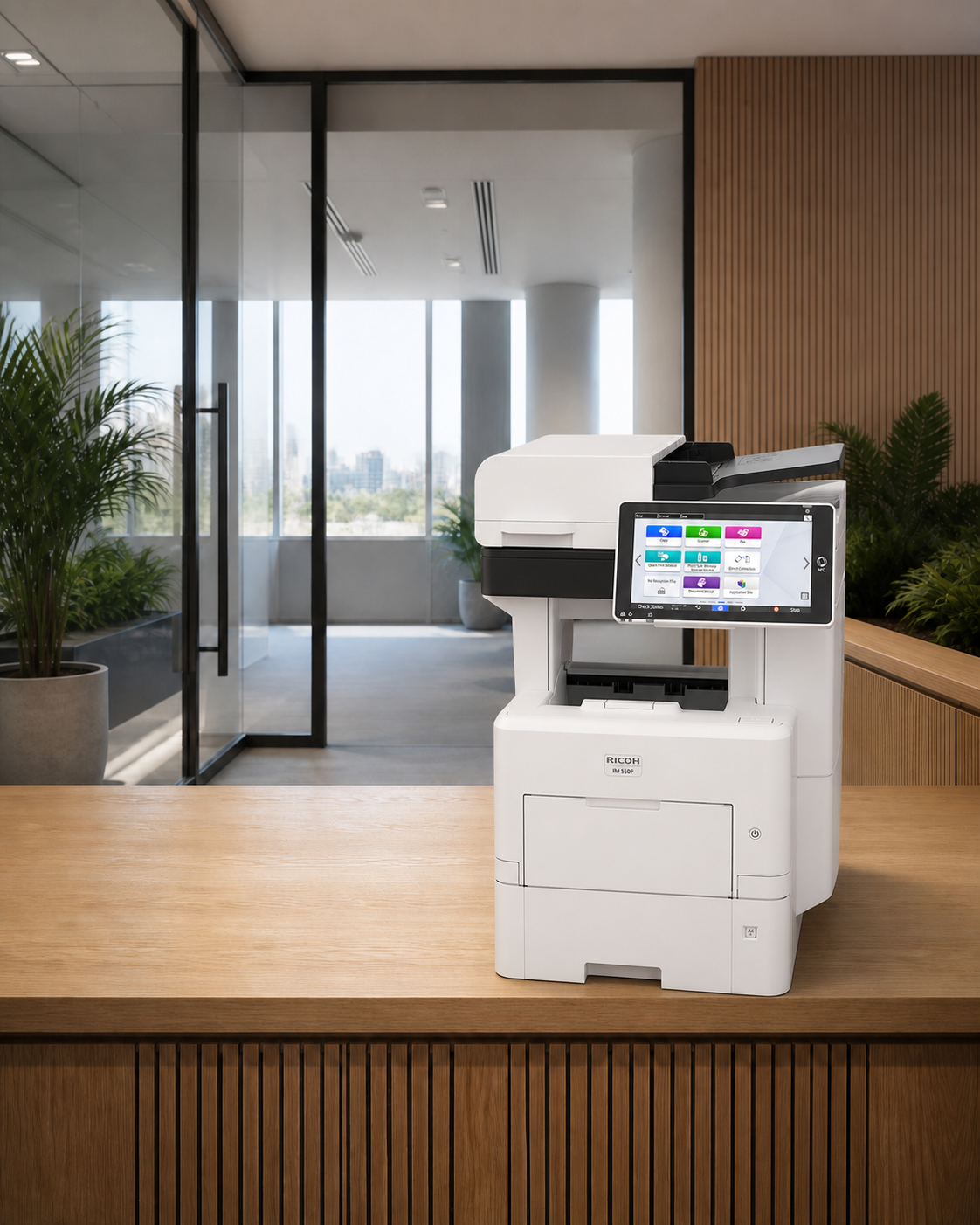 Ricoh IM 550F shown in a modern office setting