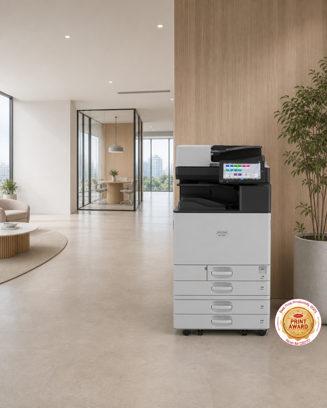 Ricoh IM C2010 shown in a modern office setting