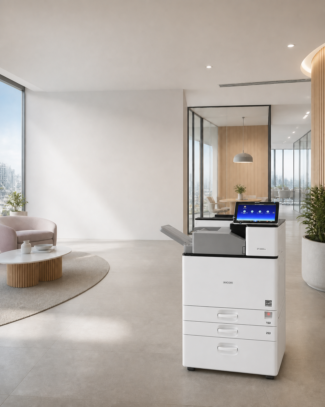 Ricoh SP 8400DN shown in a modern office setting