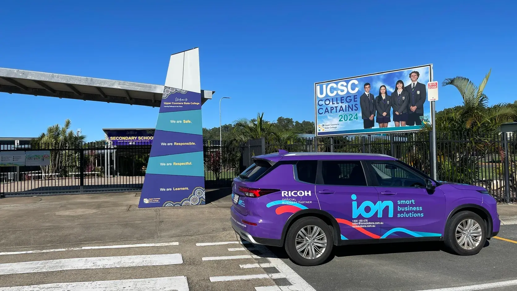 ION service vehicle outside Upper Coomera State College