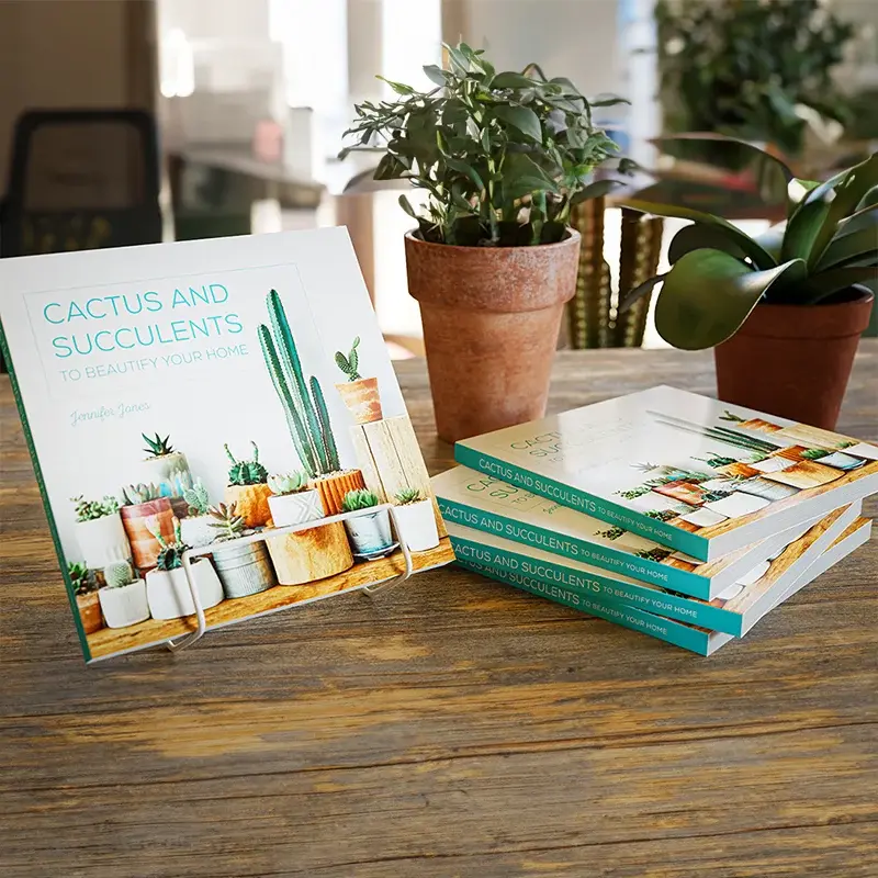 Finished cactus and succulents catalogues on table