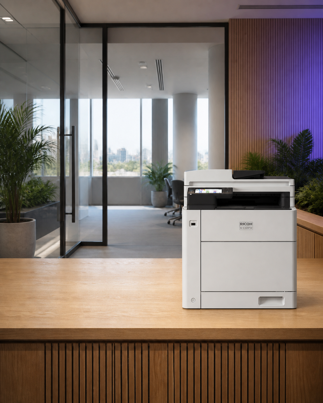 Ricoh M C320FW shown in a modern office setting